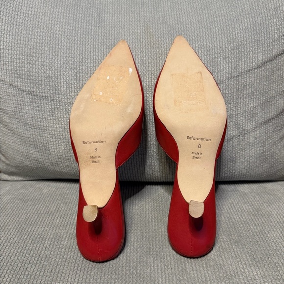 Reformation Wilda Kitten Mule Red Leather - Picture 8 of 9